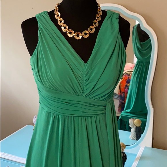 Beautiful Sangria Grecian Long Formal Maxi Dress - Size 8 - Kelly Green - Picture 2 of 9